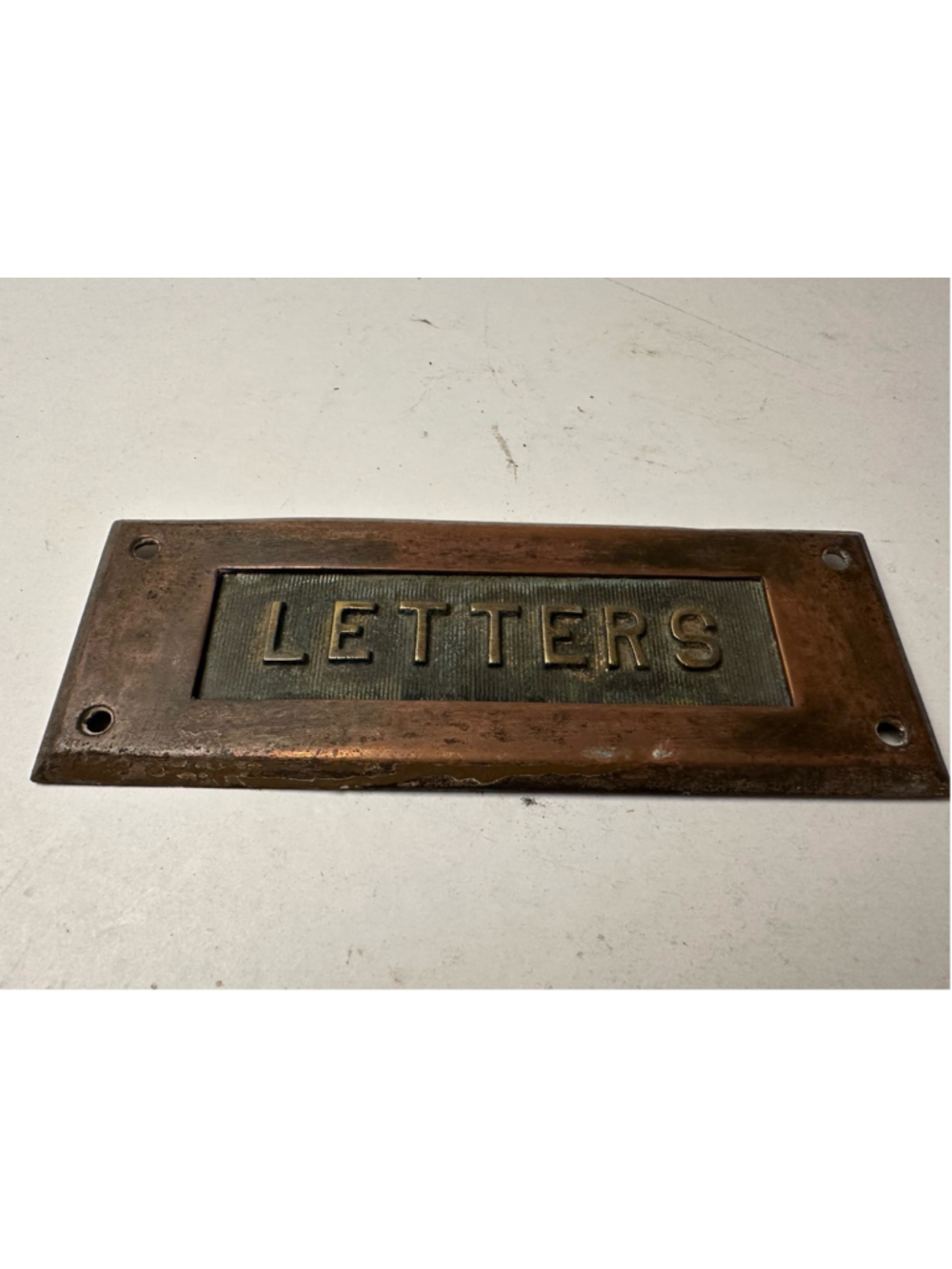 Antique Cast Bronze Brass LETTERS Mail Slot Cover Plate Architectural Hardware
